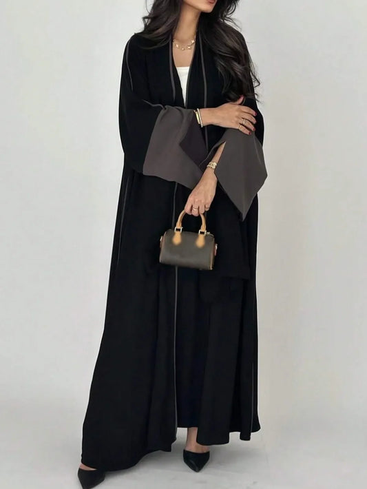Women Loose Abaya Muslim Full Sleeve Open Front Abayas Middle Eastern Elegant Kaftans Jilbabs Arabian Islamic Maxi Dresses