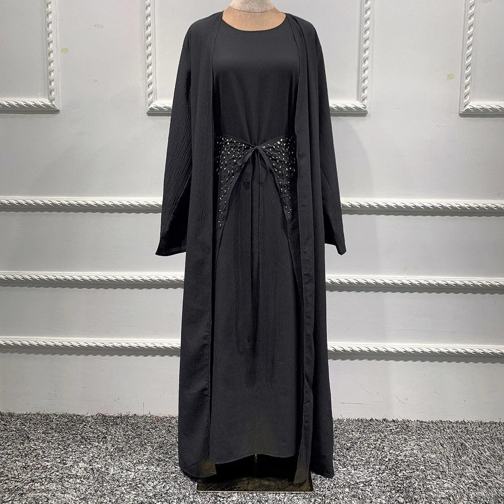 Open Abaya Dubai Turkey Islam Bangladesh Arabic Muslim Sets Hijab Prayer Long Dress For Women Robe Longue Kimono Femme Musulmane
