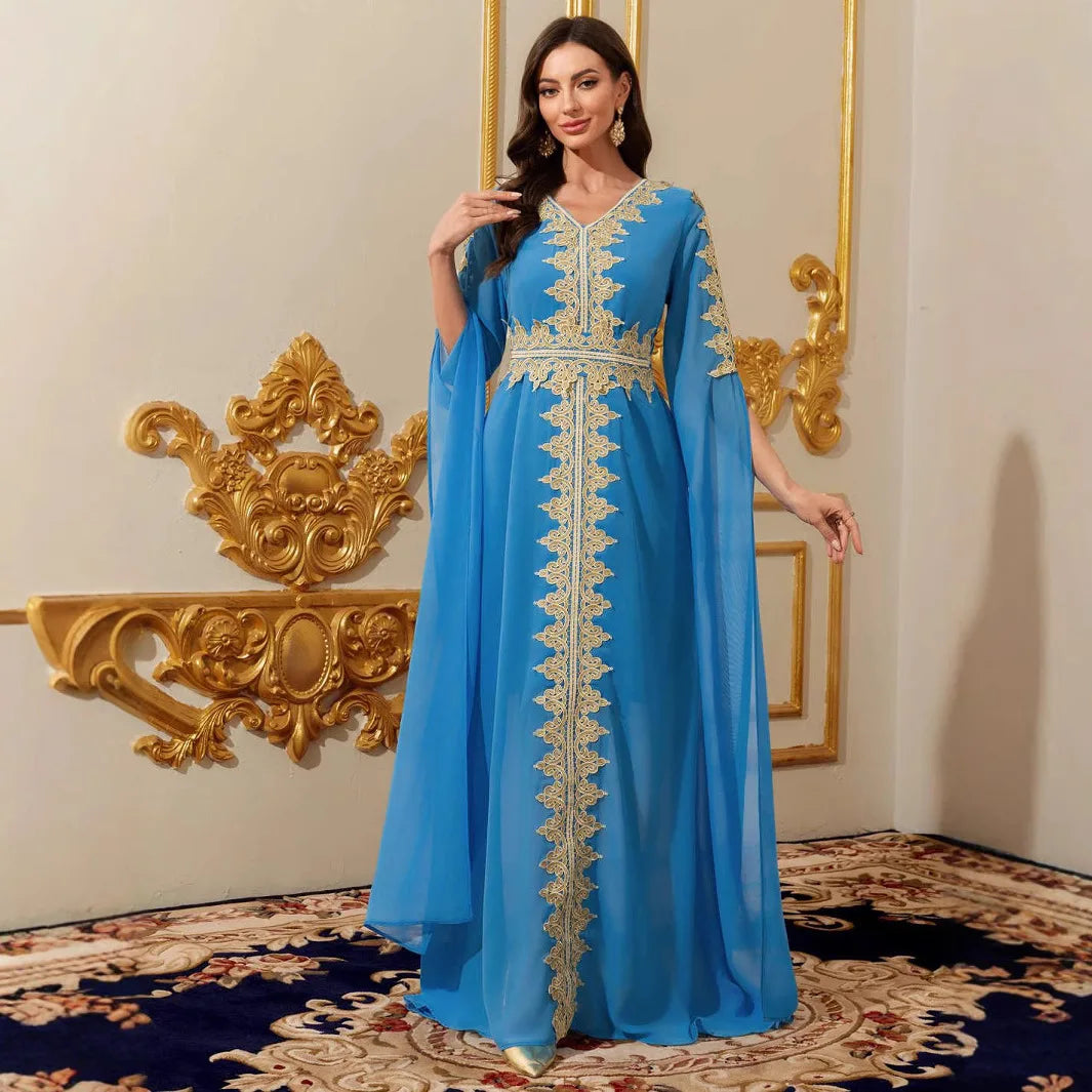Eid Muslim Party Dress for Women Abaya Emboridery Jalabiya Morocco Dresses  Abayas Kaftan Abaya Islam Vestidos Arab Long Robe