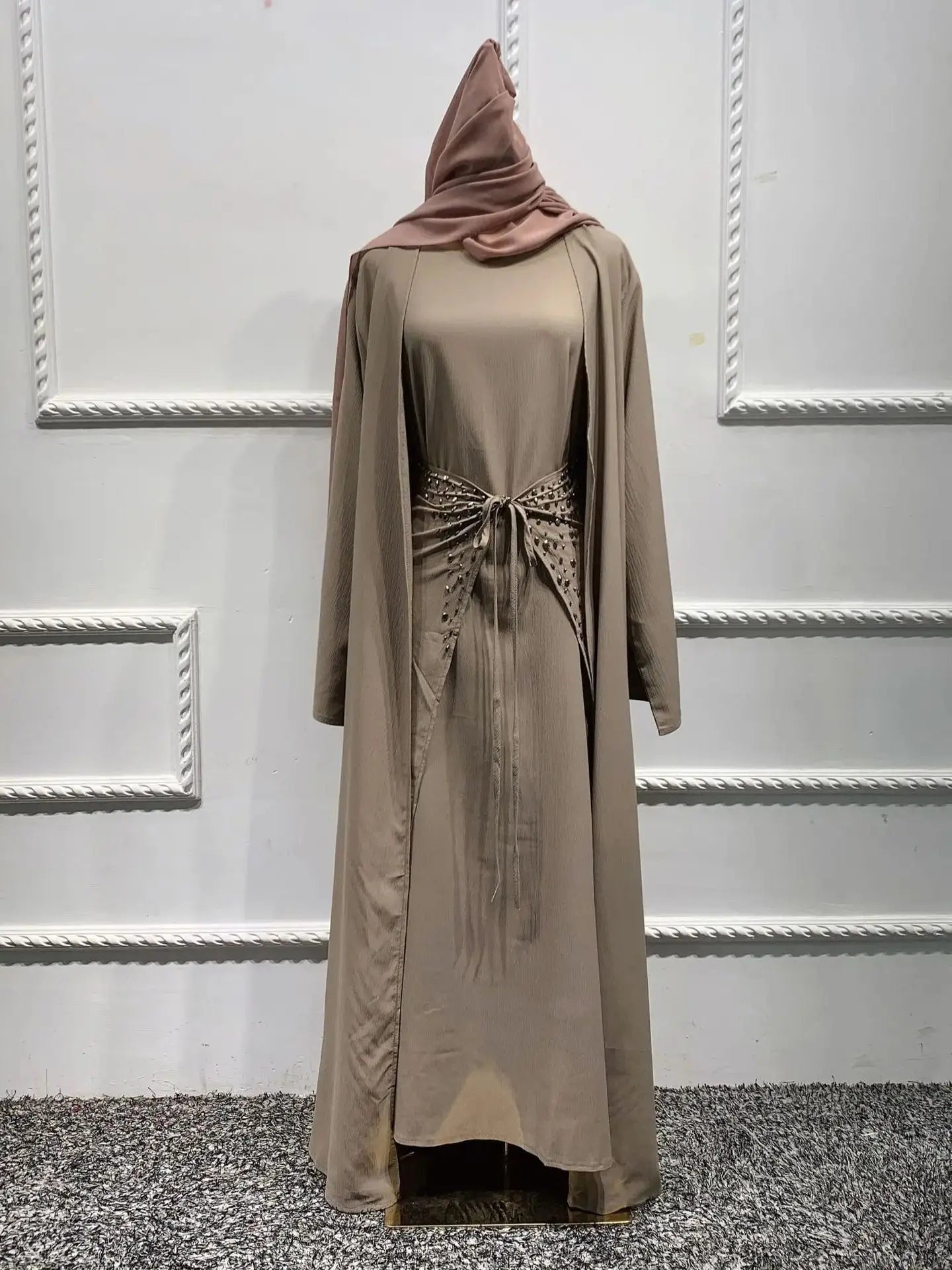 Open Abaya Dubai Turkey Islam Bangladesh Arabic Muslim Sets Hijab Prayer Long Dress For Women Robe Longue Kimono Femme Musulmane