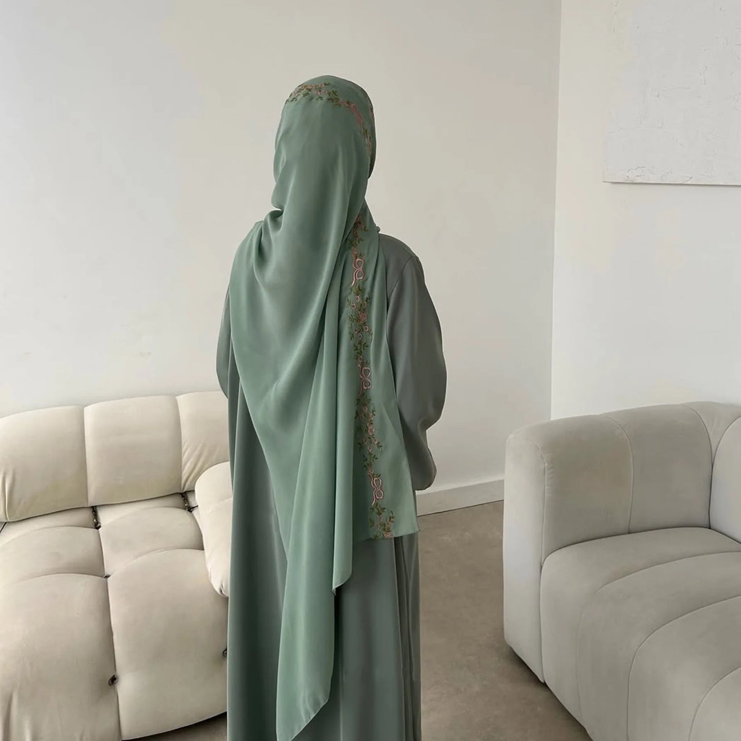 Uni 2025 Muslim Womens Clothing Nida Embroidery Abaya Dubai Cardigan Modest Abaya Womens Dresses with Matching Hjiab