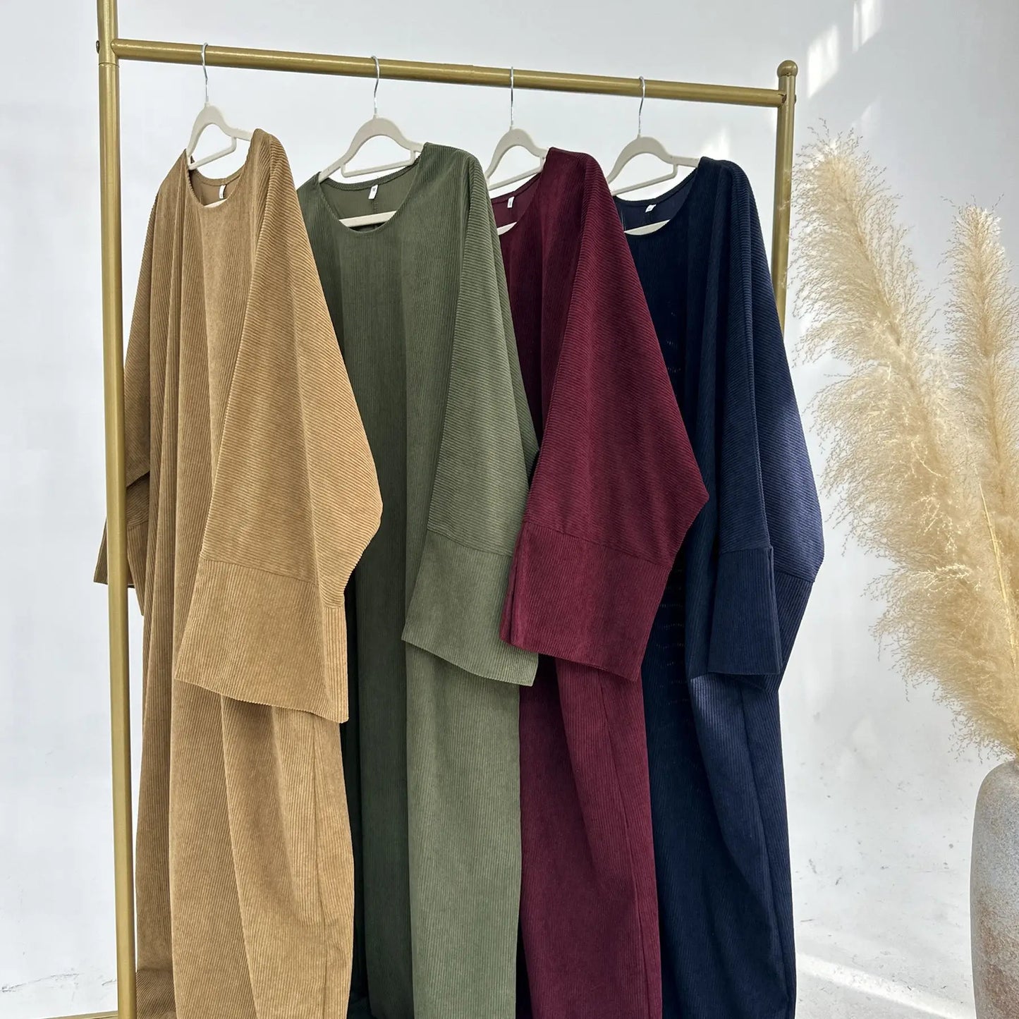 Closed Casual Abayas Corduroy Winter Abaya Eid 2025 Muslim Clothes Borkha For Muslim Women Moroccan Dresses Kaftan Caftan Femme