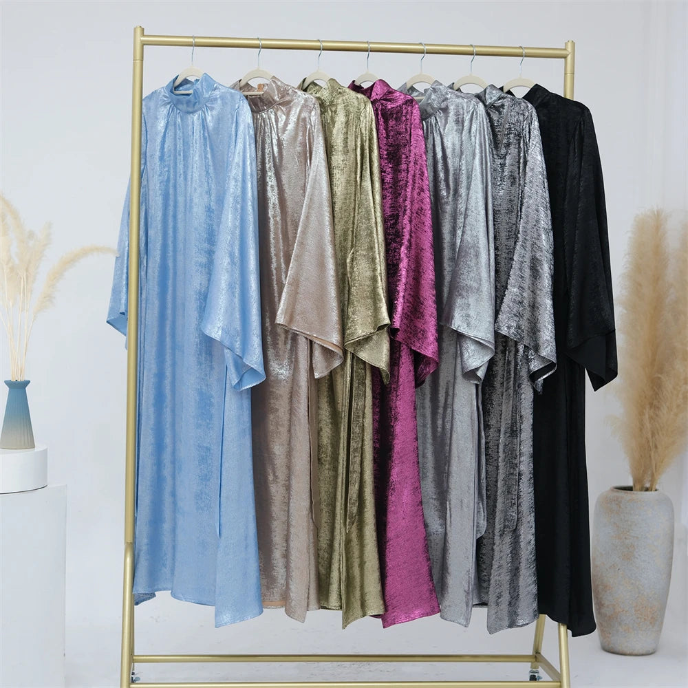 Fashion Satin Abaya Dubai Luxury 2024 Muslim Kaftan Dress Abayas For Women Kebaya Caftan Marocain Robe Femme Musulmane Vestidos