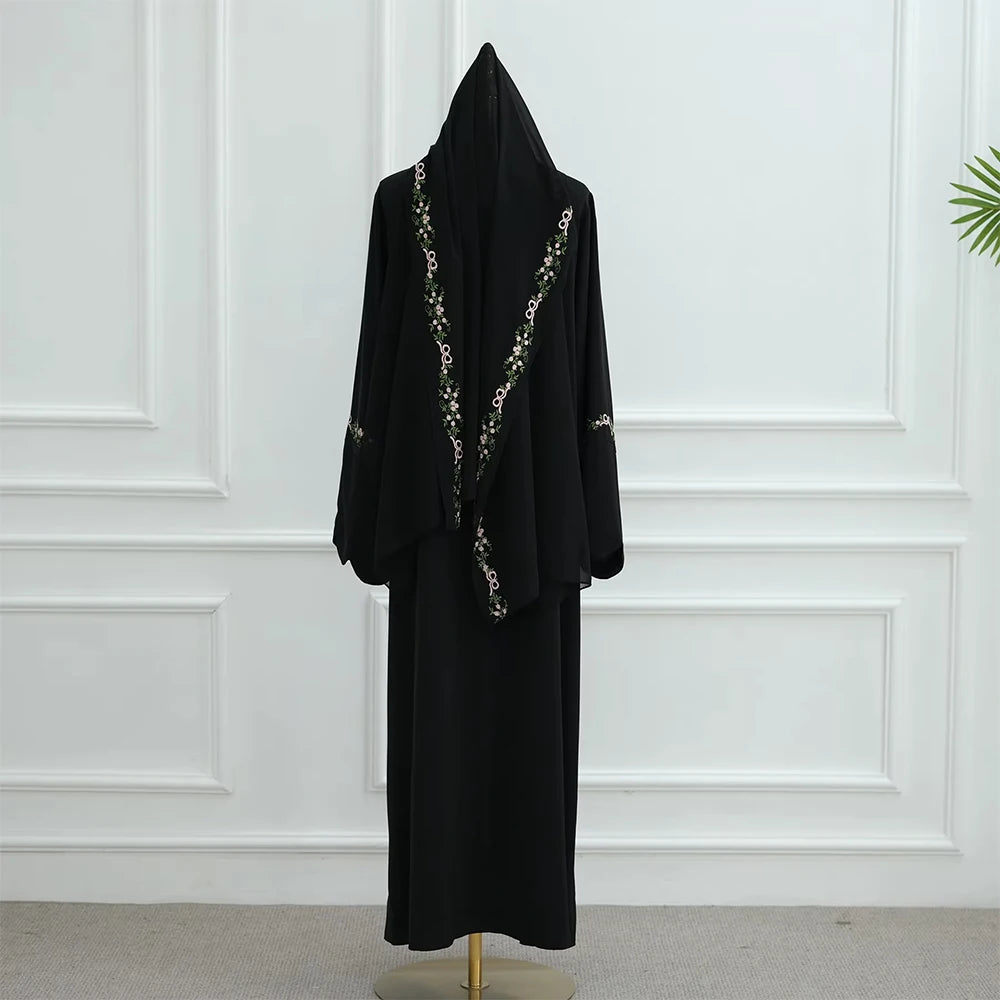 Uni 2025 Muslim Womens Clothing Nida Embroidery Abaya Dubai Cardigan Modest Abaya Womens Dresses with Matching Hjiab