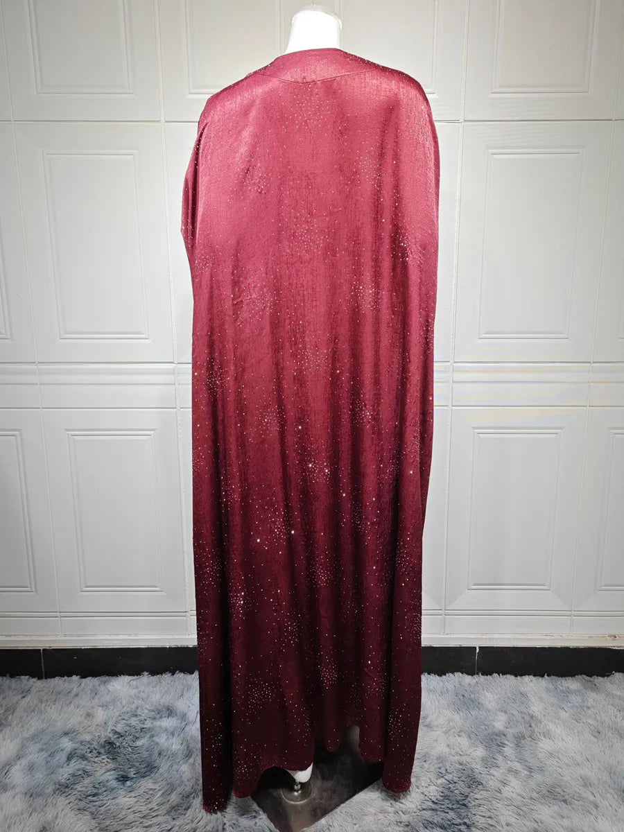 Women Ramadan Eid Arabic Dubai Abaya Luxury Muslim Fashion Hot Beading Long Dress Kaftan Robe Femme Islam Prayer Clothing Kebaya