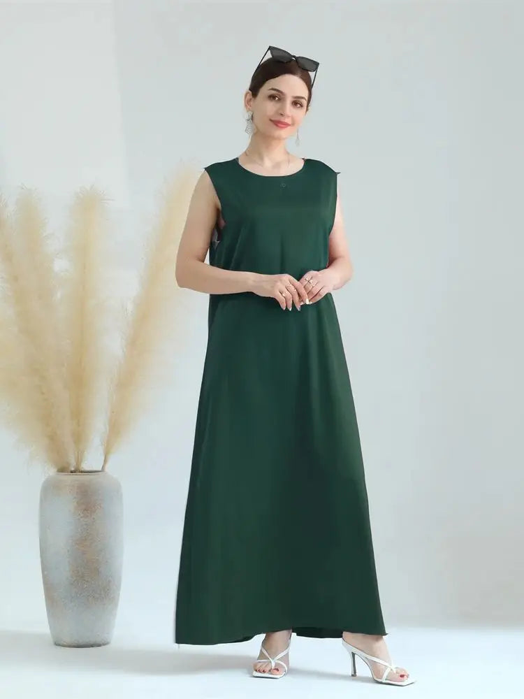 Black White Satin Silky Shimmer Under Abaya Dress Dubai Luxury 2024 Summer Women Turkey Islam Muslim Robe Vestidos Musulmanes