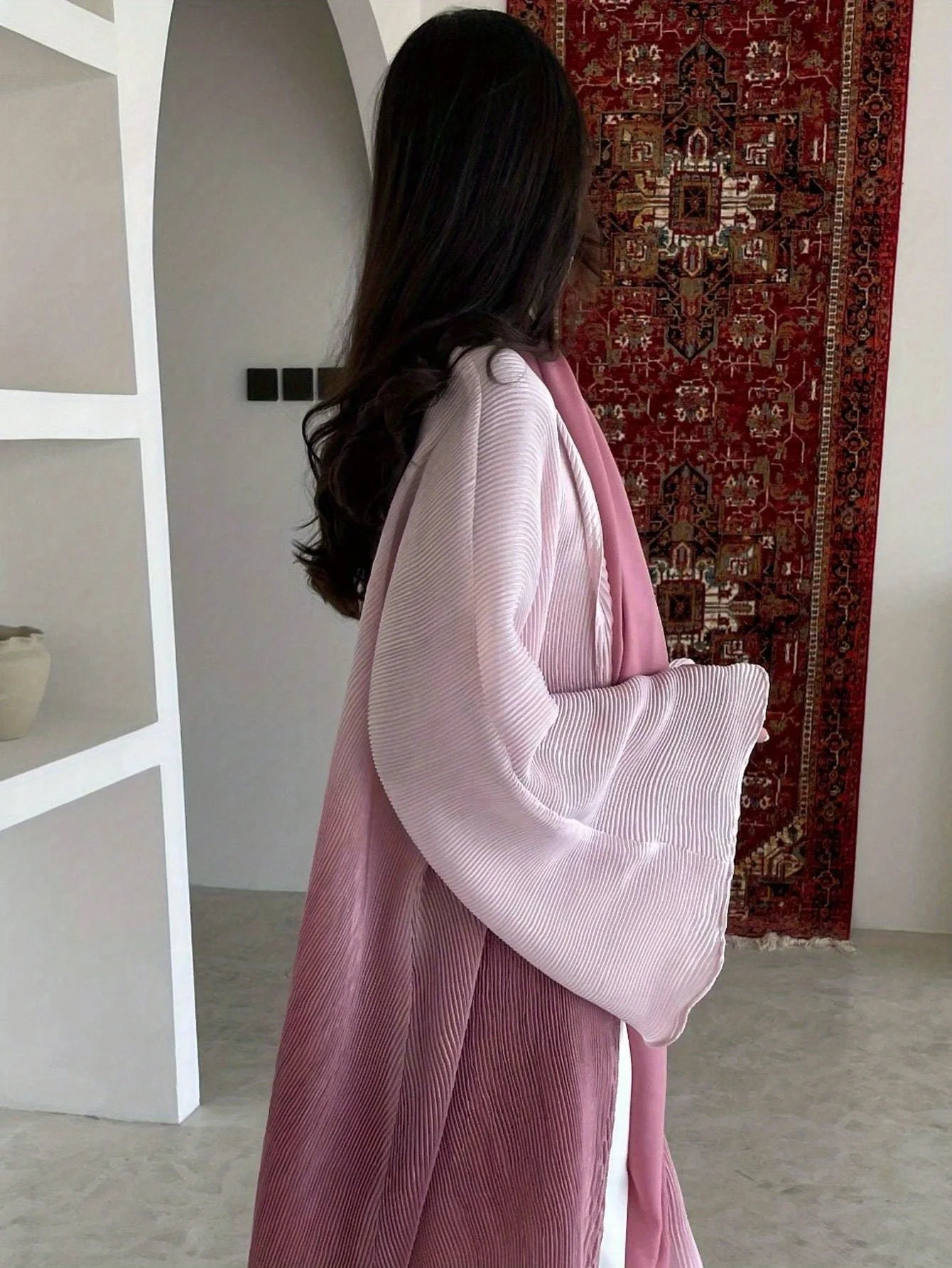 Middle-East Ethnic Clothing Eleganat Abaya Muslim Women Flare Sleeve Pleated Abayas Islamic Kaftans Jilbabs Maxi Dresses