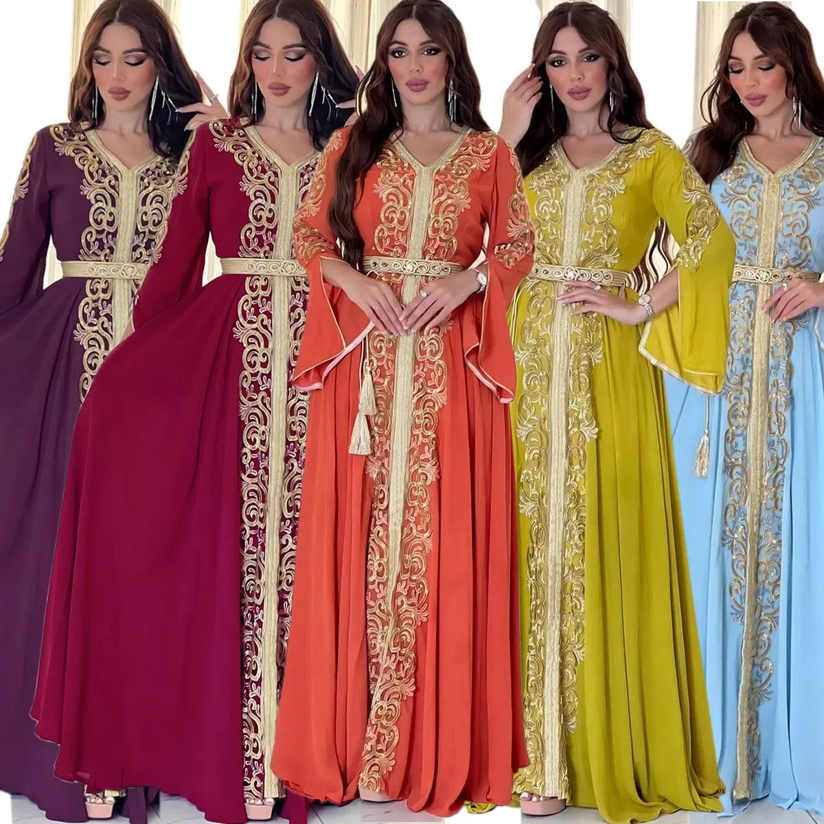 Eid Muslim Party Dress for Women Abaya Emboridery Jalabiya Morocco Dresses  Abayas Kaftan Abaya Islam Vestidos Arab Long Robe