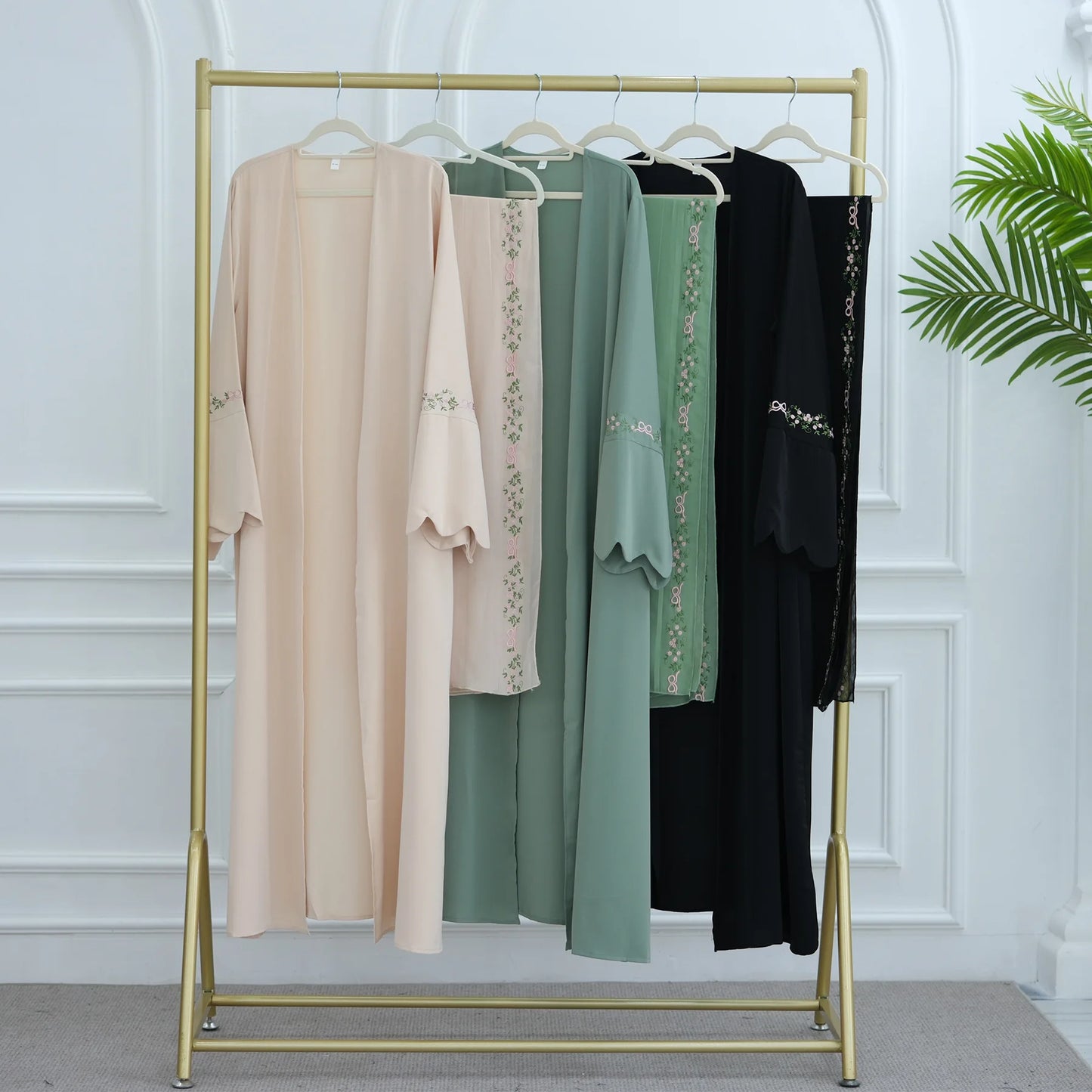 Uni 2025 Muslim Womens Clothing Nida Embroidery Abaya Dubai Cardigan Modest Abaya Womens Dresses with Matching Hjiab