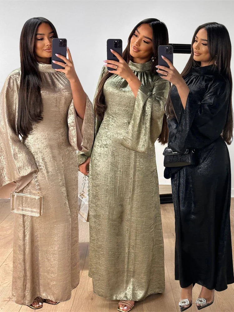 Fashion Satin Abaya Dubai Luxury 2024 Muslim Kaftan Dress Abayas For Women Kebaya Caftan Marocain Robe Femme Musulmane Vestidos