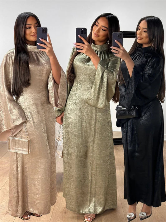 Fashion Satin Abaya Dubai Luxury 2024 Muslim Kaftan Dress Abayas For Women Kebaya Caftan Marocain Robe Femme Musulmane Vestidos