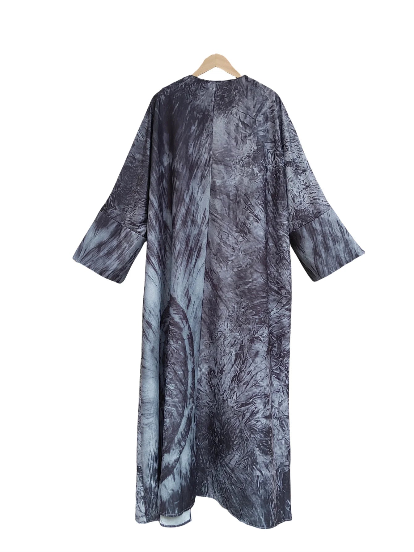 Middle Eastern Women Loose Tie Dye Abayas Lace Up Kaftan Arabian Maxi Dresses Full Sleeve Open Front Abaya Jilbabs Without Hajib