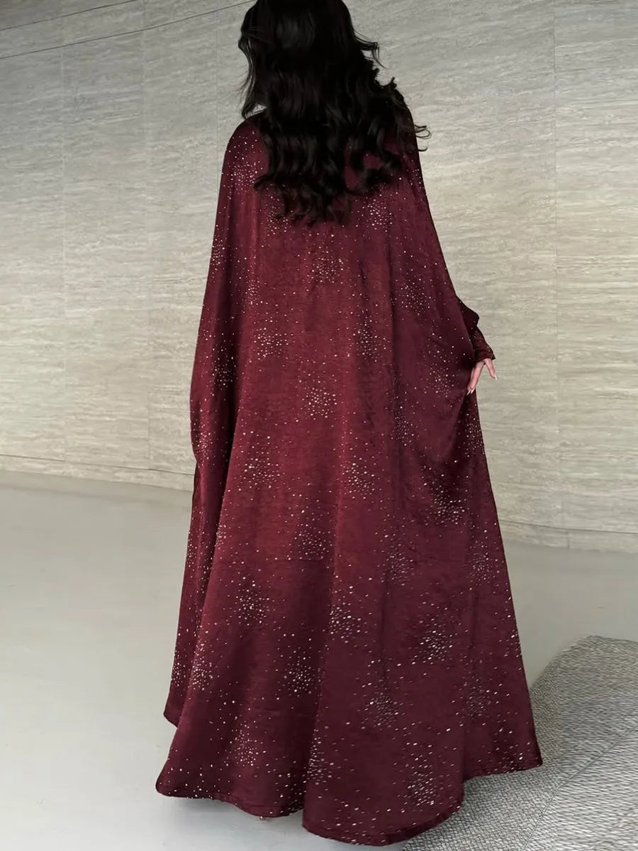 Women Ramadan Eid Arabic Dubai Abaya Luxury Muslim Fashion Hot Beading Long Dress Kaftan Robe Femme Islam Prayer Clothing Kebaya