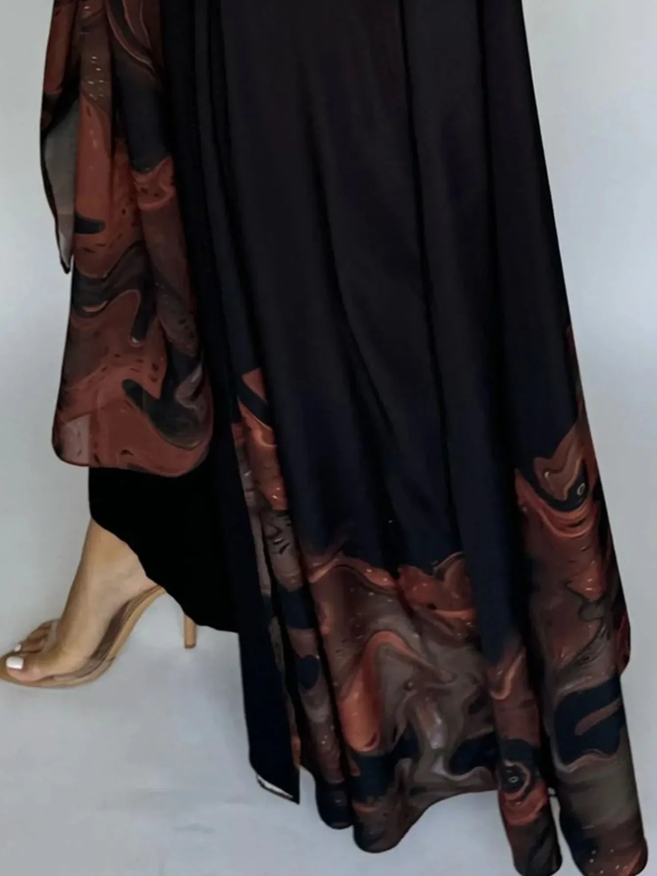Middle Eastern Loose Open Front Abaya Muslim Women Full Sleeve Printed Abayas Turkey Kaftans Jilbabs Islamic Maxi Dresses
