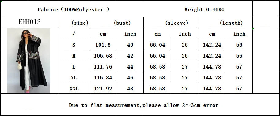 Elegant Muslim Embroidery Cardigan for Women Eid Arab Hijab Abaya Dress Dubai Saudi Modest Clothing Islamic Turkey Open Abayas