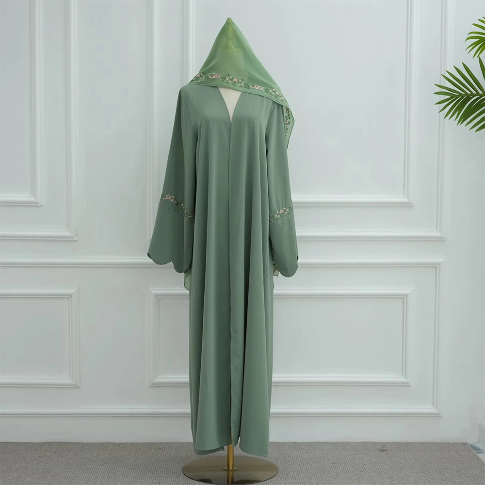 Uni 2025 Muslim Womens Clothing Nida Embroidery Abaya Dubai Cardigan Modest Abaya Womens Dresses with Matching Hjiab