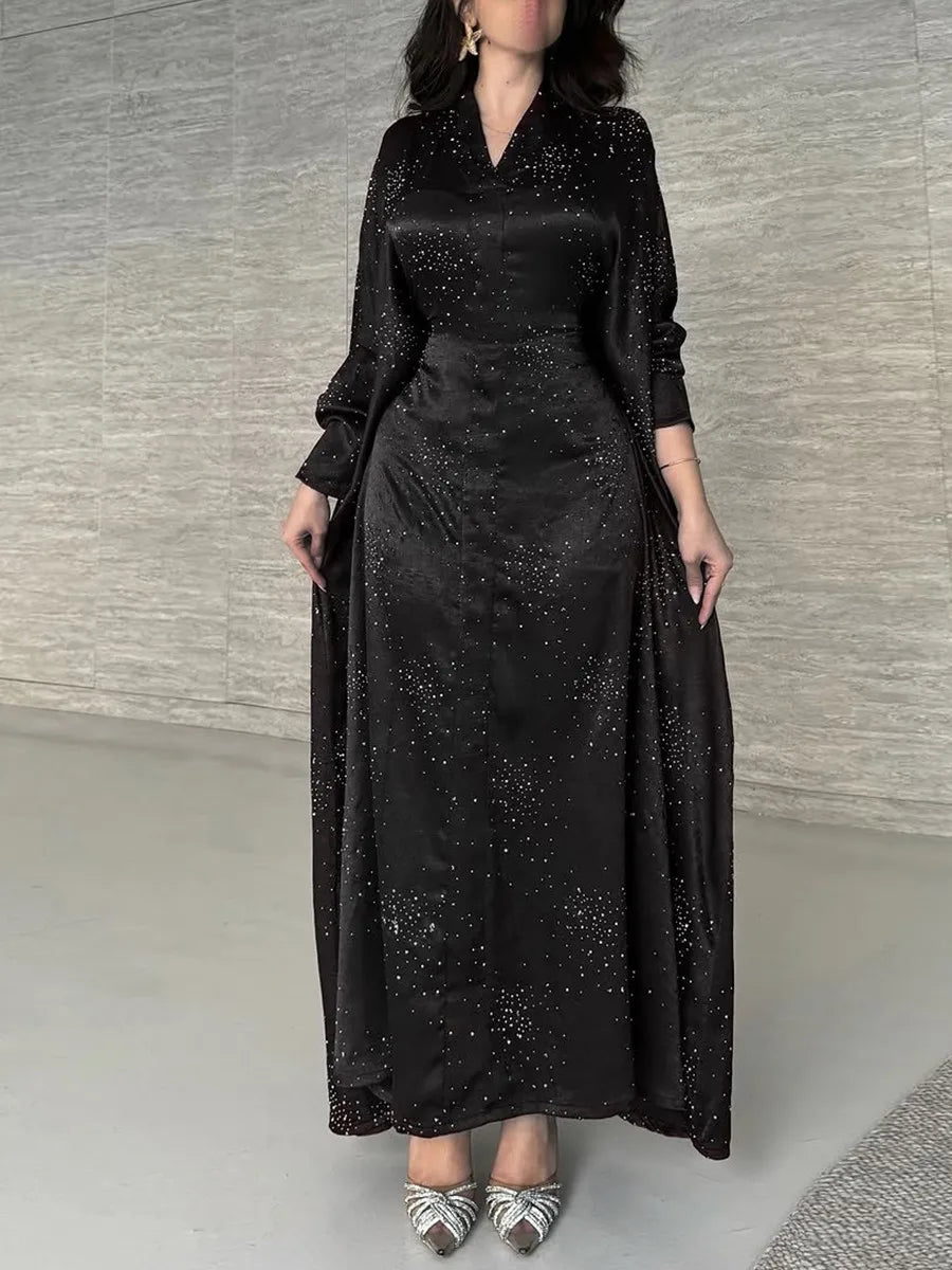Women Ramadan Eid Arabic Dubai Abaya Luxury Muslim Fashion Hot Beading Long Dress Kaftan Robe Femme Islam Prayer Clothing Kebaya