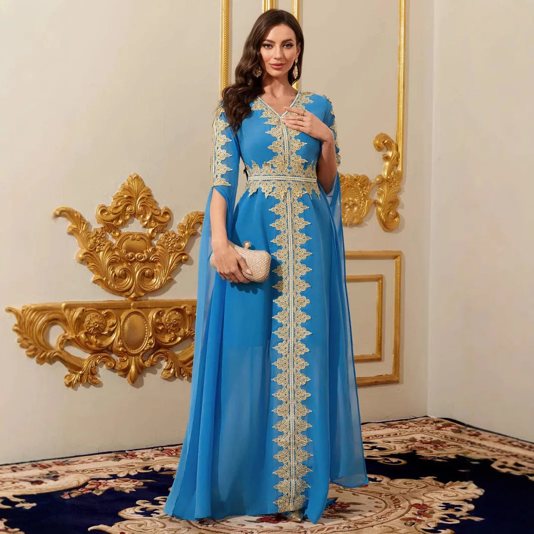 Eid Muslim Party Dress for Women Abaya Emboridery Jalabiya Morocco Dresses  Abayas Kaftan Abaya Islam Vestidos Arab Long Robe