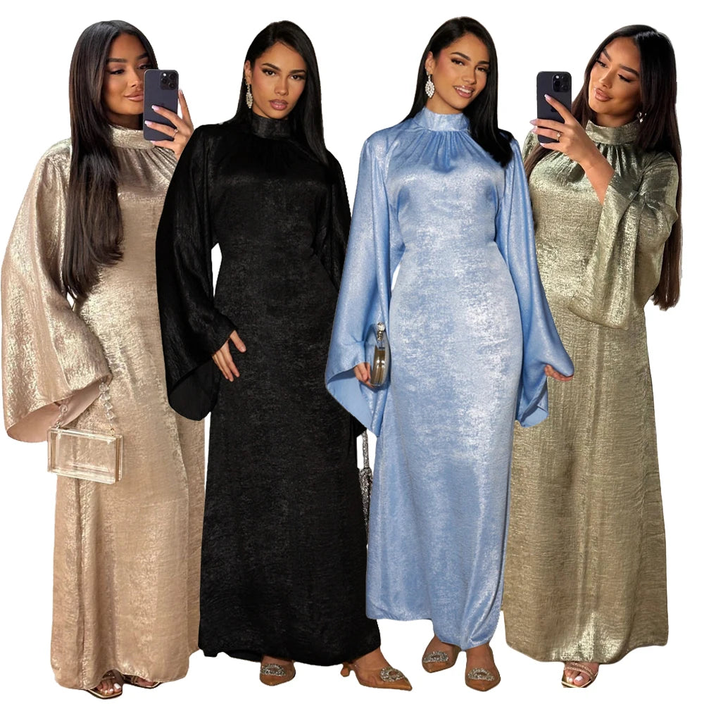Fashion Satin Abaya Dubai Luxury 2024 Muslim Kaftan Dress Abayas For Women Kebaya Caftan Marocain Robe Femme Musulmane Vestidos