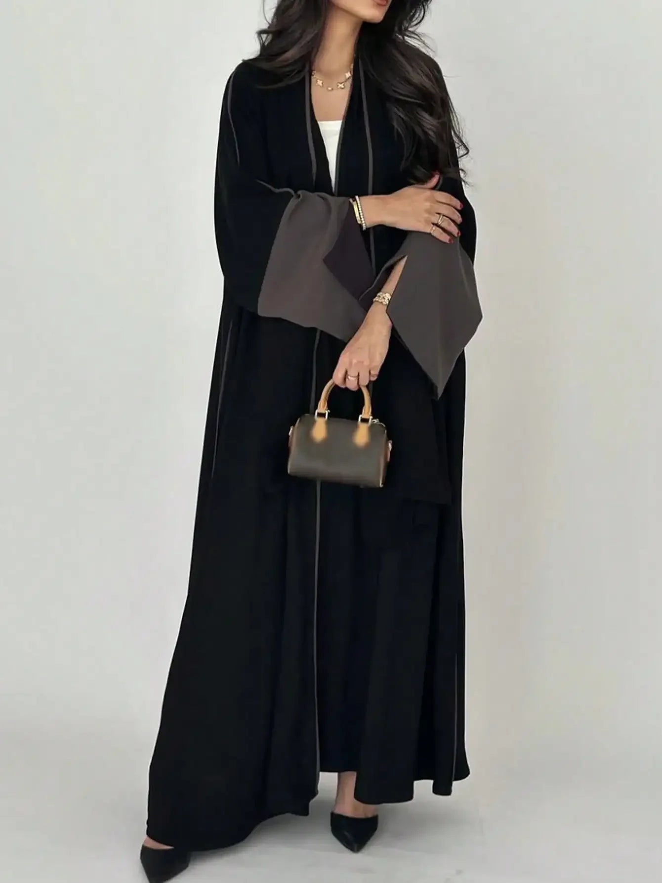 Women Loose Abaya Muslim Full Sleeve Open Front Abayas Middle Eastern Elegant Kaftans Jilbabs Arabian Islamic Maxi Dresses