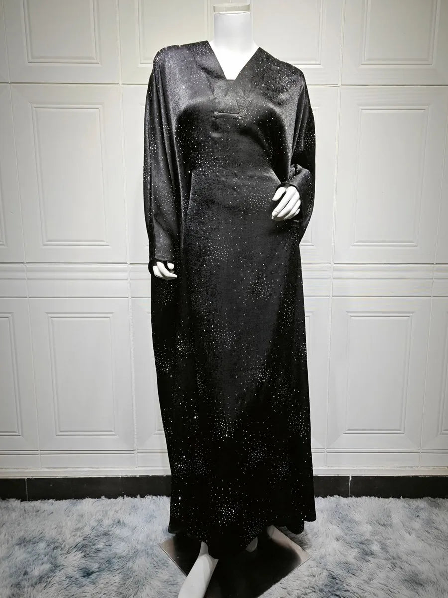 Women Ramadan Eid Arabic Dubai Abaya Luxury Muslim Fashion Hot Beading Long Dress Kaftan Robe Femme Islam Prayer Clothing Kebaya