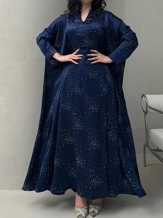 Women Ramadan Eid Arabic Dubai Abaya Luxury Muslim Fashion Hot Beading Long Dress Kaftan Robe Femme Islam Prayer Clothing Kebaya