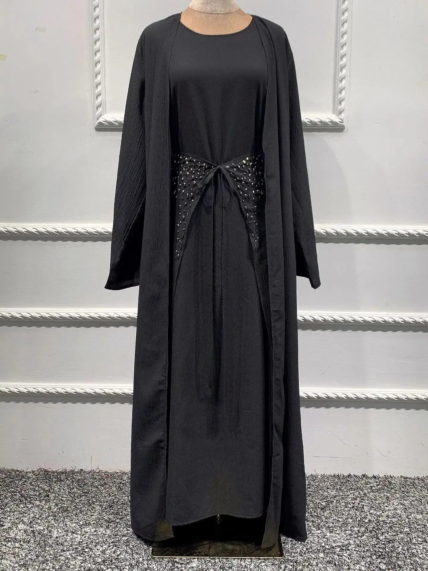 Open Abaya Dubai Turkey Islam Bangladesh Arabic Muslim Sets Hijab Prayer Long Dress For Women Robe Longue Kimono Femme Musulmane
