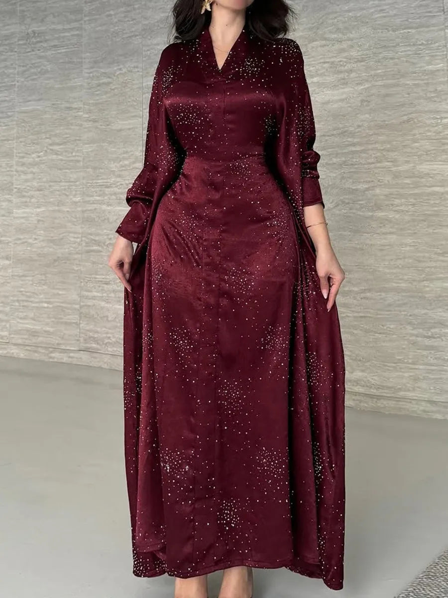 Women Ramadan Eid Arabic Dubai Abaya Luxury Muslim Fashion Hot Beading Long Dress Kaftan Robe Femme Islam Prayer Clothing Kebaya