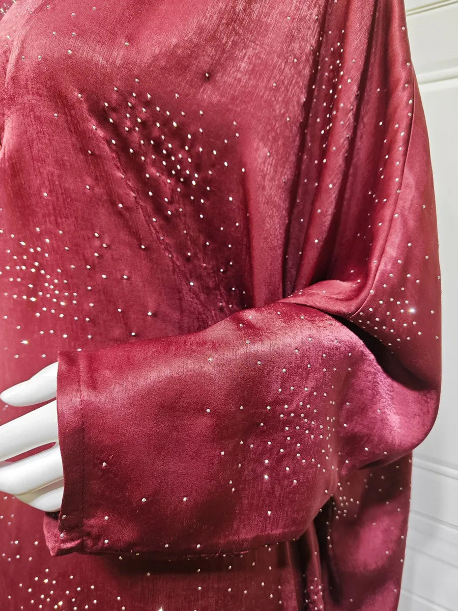 Women Ramadan Eid Arabic Dubai Abaya Luxury Muslim Fashion Hot Beading Long Dress Kaftan Robe Femme Islam Prayer Clothing Kebaya