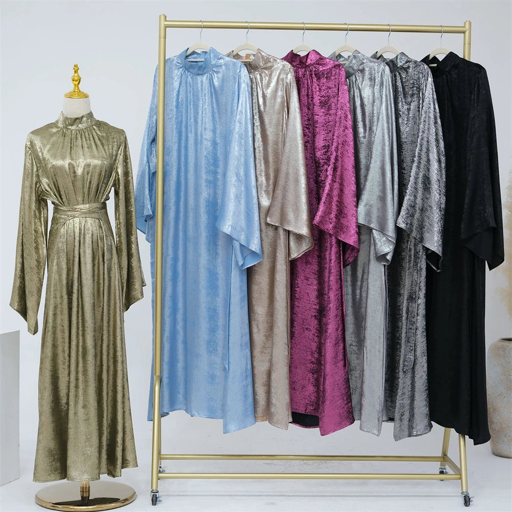Fashion Satin Abaya Dubai Luxury 2024 Muslim Kaftan Dress Abayas For Women Kebaya Caftan Marocain Robe Femme Musulmane Vestidos