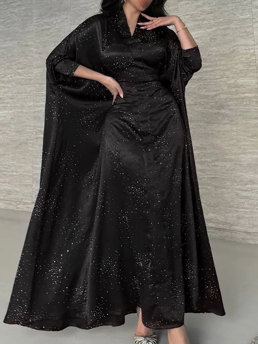 Women Ramadan Eid Arabic Dubai Abaya Luxury Muslim Fashion Hot Beading Long Dress Kaftan Robe Femme Islam Prayer Clothing Kebaya